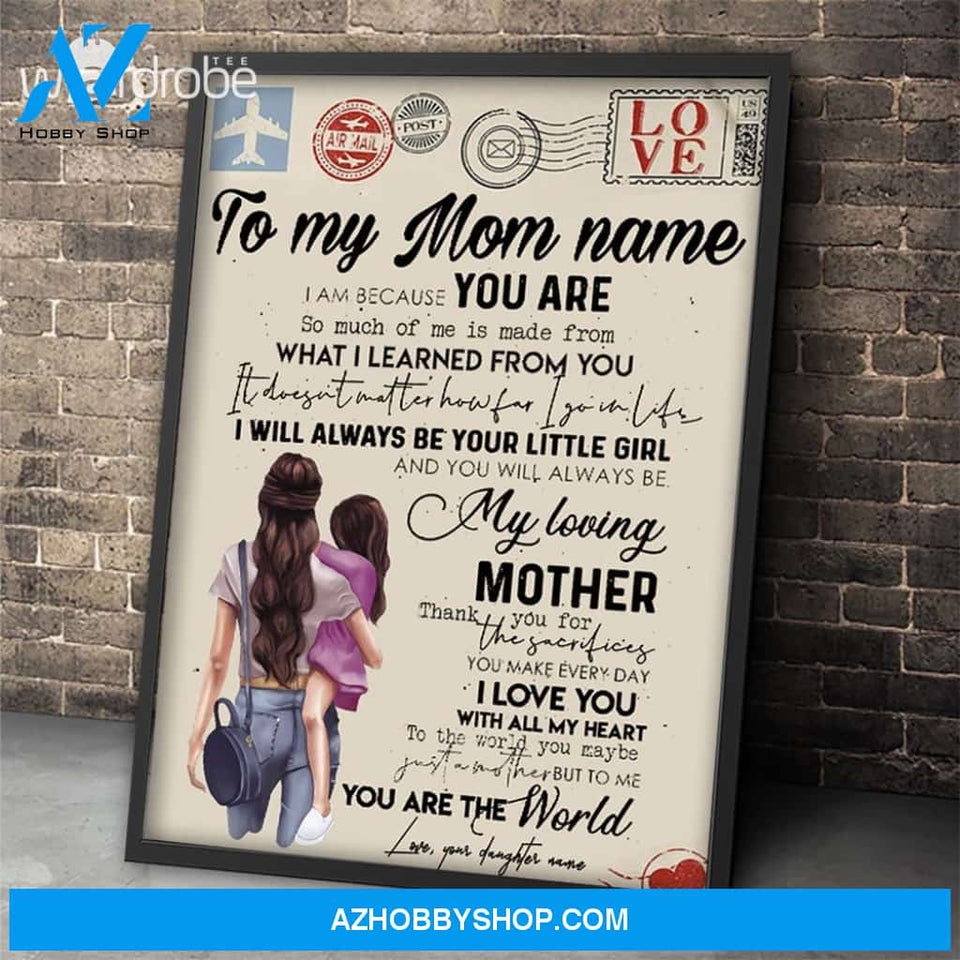 Personalized Mother's Day Gift Custom Canvas Letter From Daughter To My Mom