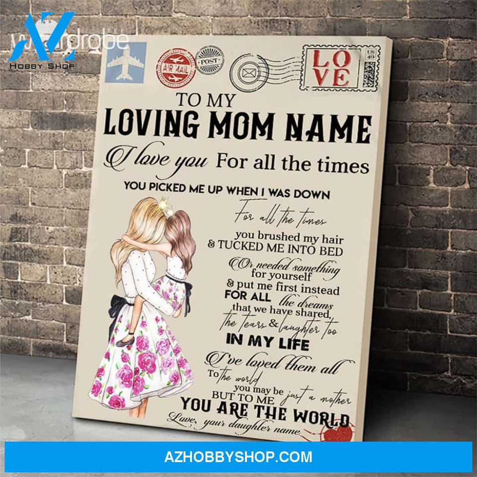 Personalized Mother's Day Gift Custom Canvas Letter From Daughter To My Mom