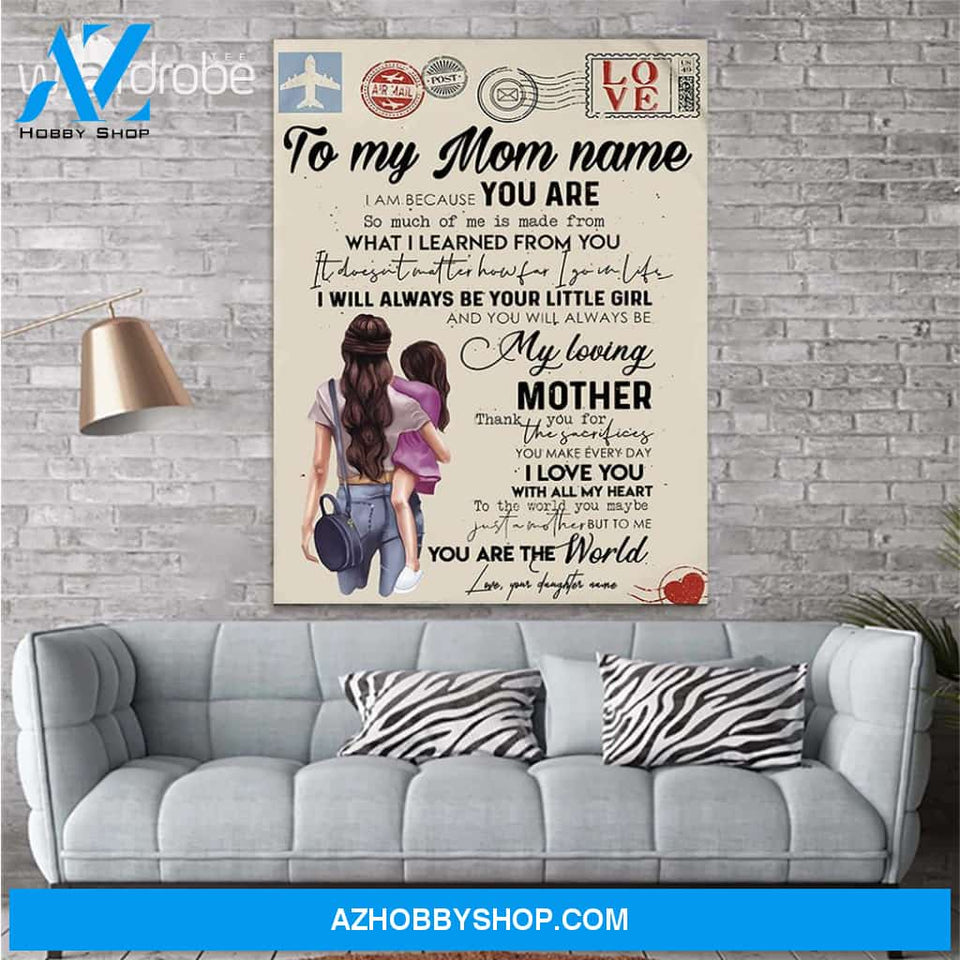 Personalized Mother's Day Gift Custom Canvas Letter From Daughter To My Mom