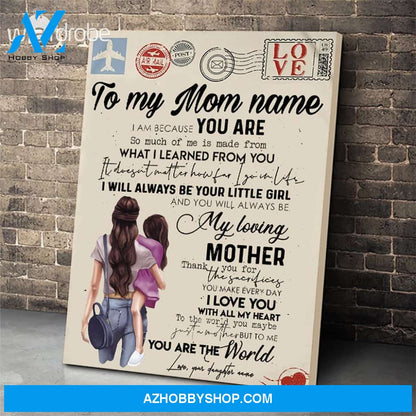 Personalized Mother's Day Gift Custom Canvas Letter From Daughter To My Mom