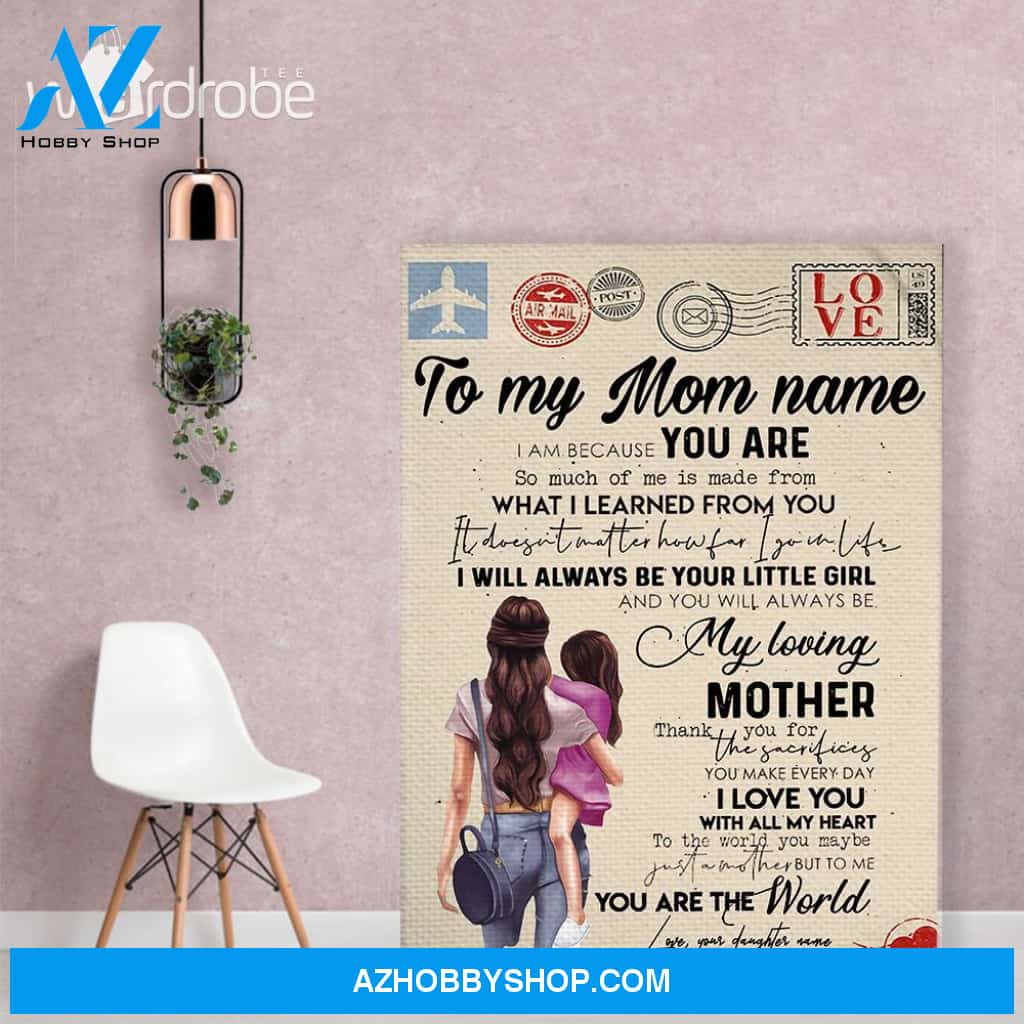 Personalized Mother's Day Gift Custom Canvas Letter From Daughter To My Mom