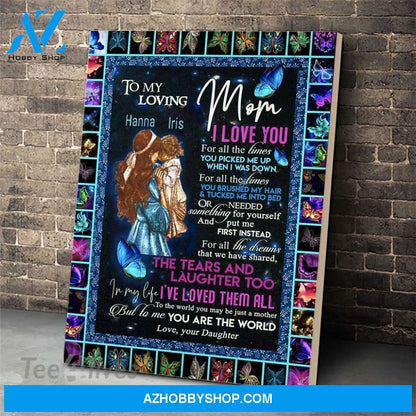 Personalized Mother'S Day Gift Custom Name Canvas Butterflies To My Loving Mom From Daughter