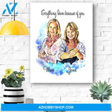 Personalized Mother's Day Gift Custom Name Canvas Everything I am Because Of You