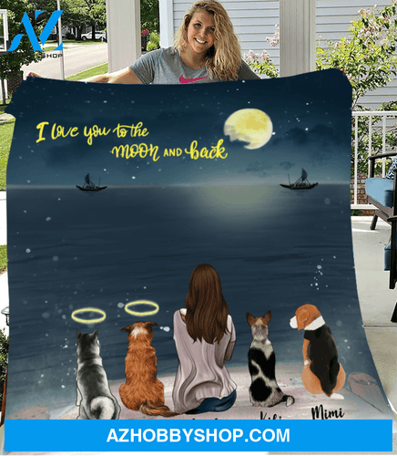 Personalized Mother's Day Gift For Dog Mom - Mom & Upto 4 Dogs Personalized Fleece Blanket - Best Friend Fur ever - Gift idea for dog moms