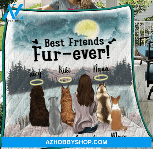 Personalized Mother's Day Gift For Dog Mom - Mom & Upto 5 Dogs Personalized Quilt Blanket - Bestfriends Fur-ever - Gift idea for dog moms