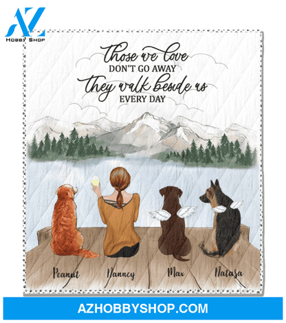 Personalized Mother's Day gift for dog mom, cat lovers - Mom & 3 pets quilt blanket - Best mother’s day gift ideas - Those we love don't go away