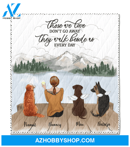 Personalized Mother's Day gift for dog mom, cat lovers - Mom & 3 pets quilt blanket - Best mother’s day gift ideas - Those we love don't go away