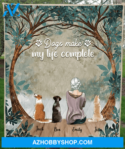 Personalized Mother's Day gift for dog mom - Mom & upto 3 dogs personalized quilt blanket - Dogs make my life complete