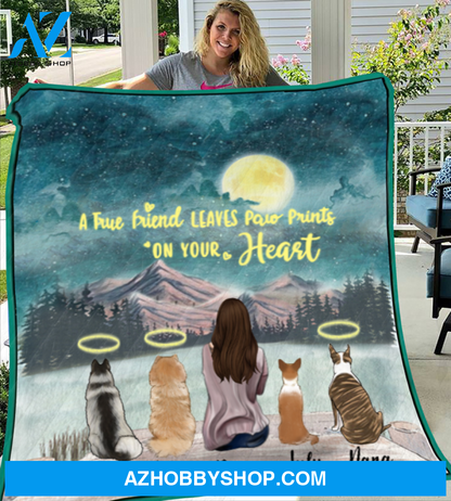 Personalized Mother's Day Gift For Dog Mom - Mom & Upto 4 Dogs Personalized Quilt Blanket - I love you to the moon and back - Gift idea for dog moms