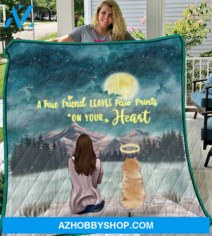 Personalized Mother's Day Gift For Dog Mom - Mom and 1 Dog Personalized Quilt Blanket - I love you to the moon and back - Gift ideas for dog moms
