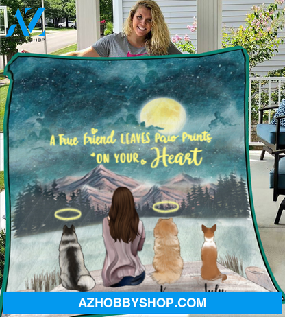 Personalized Mother's Day Gift For Dog Mom - Mom and 3 Dogs Personalized Quilt Blanket - I love you to the moon and back - Gift ideas for dog moms