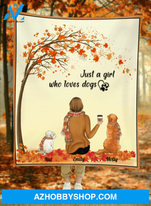 Personalized Mother's Day Gift For Dog Mom - Mom and 2 Dogs Personalized Fleece Blanket - Just a girl who loves dogs - Gift ideas for dog moms