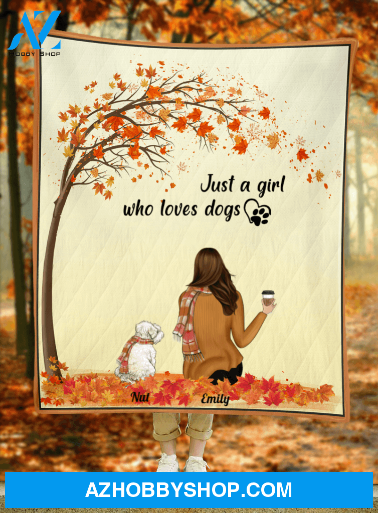 Personalized Mother's Day Gift For Dog Mom - Mom and 1 Dog Personalized Quilt Blanket - Just a girl who loves dogs - Gift ideas for dog moms