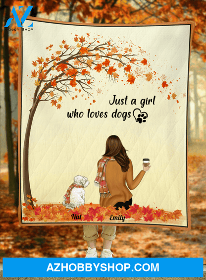 Personalized Mother's Day Gift For Dog Mom - Mom and 1 Dog Personalized Quilt Blanket - Just a girl who loves dogs - Gift ideas for dog moms