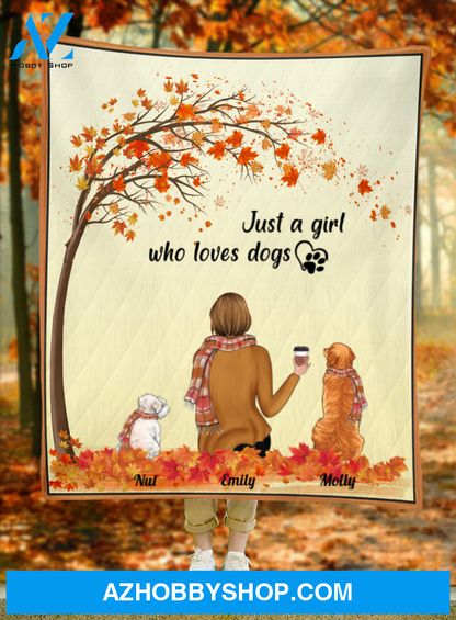 Personalized Mother's Day Gift For Dog Mom - Mom and 2 Dogs Personalized Quilt Blanket - Just a girl who loves dogs - Gift ideas for dog moms