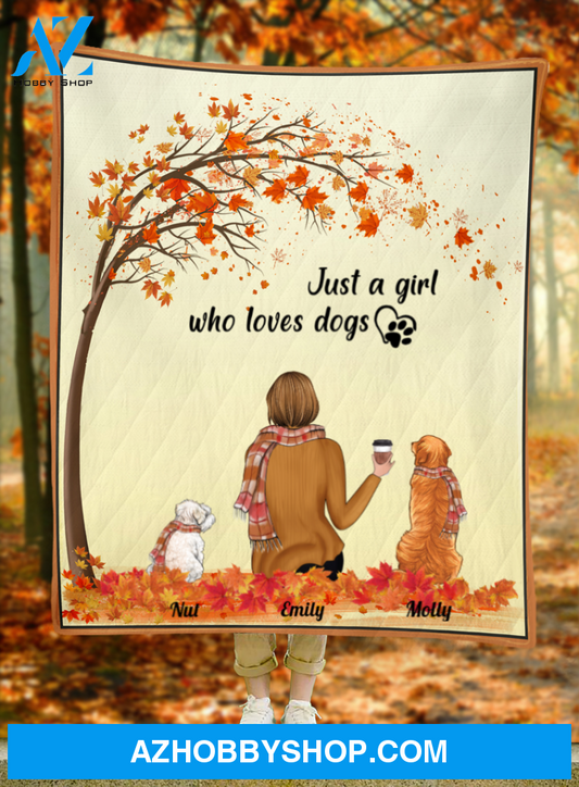 Personalized Mother's Day Gift For Dog Mom - Mom and 2 Dogs Personalized Quilt Blanket - Just a girl who loves dogs - Gift ideas for dog moms