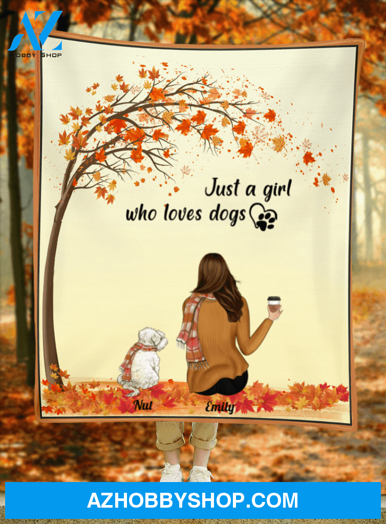 Personalized Mother's Day Gift For Dog Mom - Mom and 1 Dog Personalized Fleece Blanket - Just a girl who loves dogs - Gift ideas for dog moms