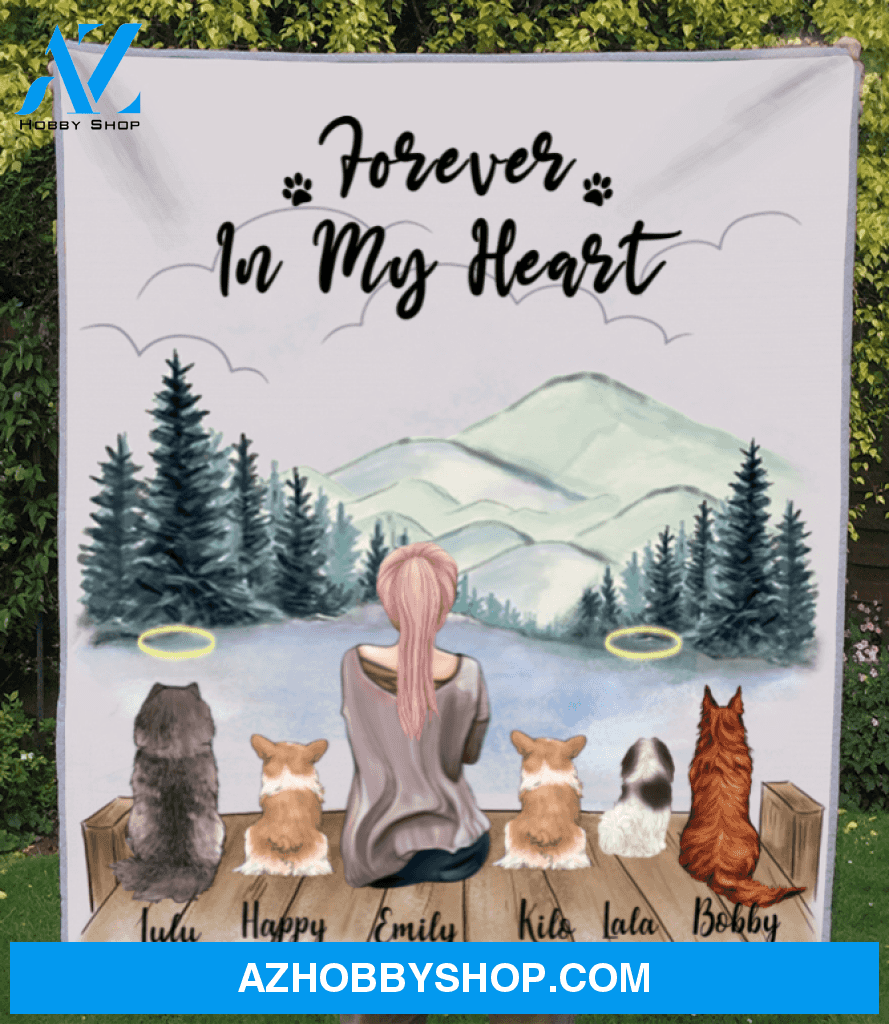 Personalized Mother's Day Gift For Dog Mom - Mom & Upto 5 Dogs Personalized Fleece Blanket - Life is better with dogs - Gift idea for dog moms