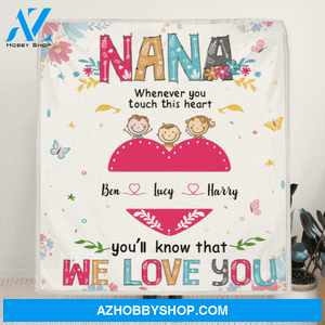 Personalized Mother's Day Gift For Grandma - 3 Kids Fleece Blanket - Nana You'll Know That We Love You