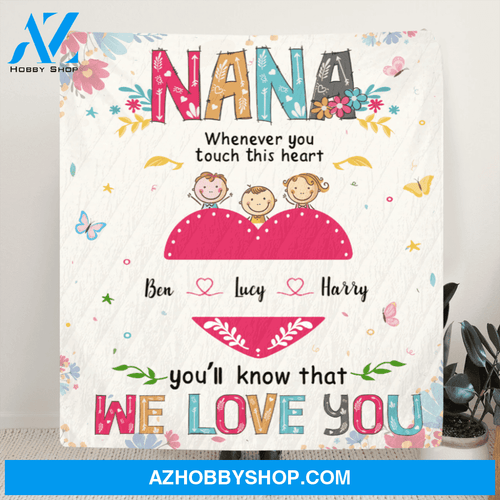 Personalized Mother's Day gift for grandma - 3 kids personalized grandma quilt blanket - Nana you'll know that we love you
