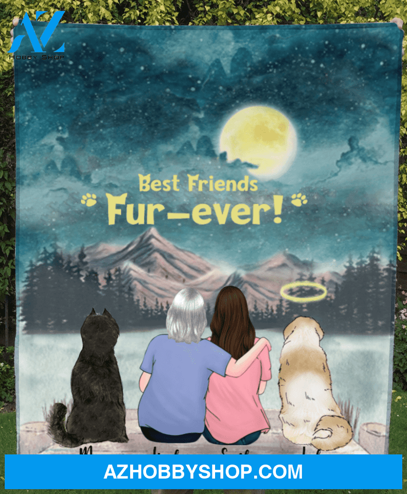 Personalized Mother's Day Gift from daughter to mom - Mom With Daughter & 2 Dogs Fleece Blanket - Best Friends Fur-ever - Best mother’s day gift ideas