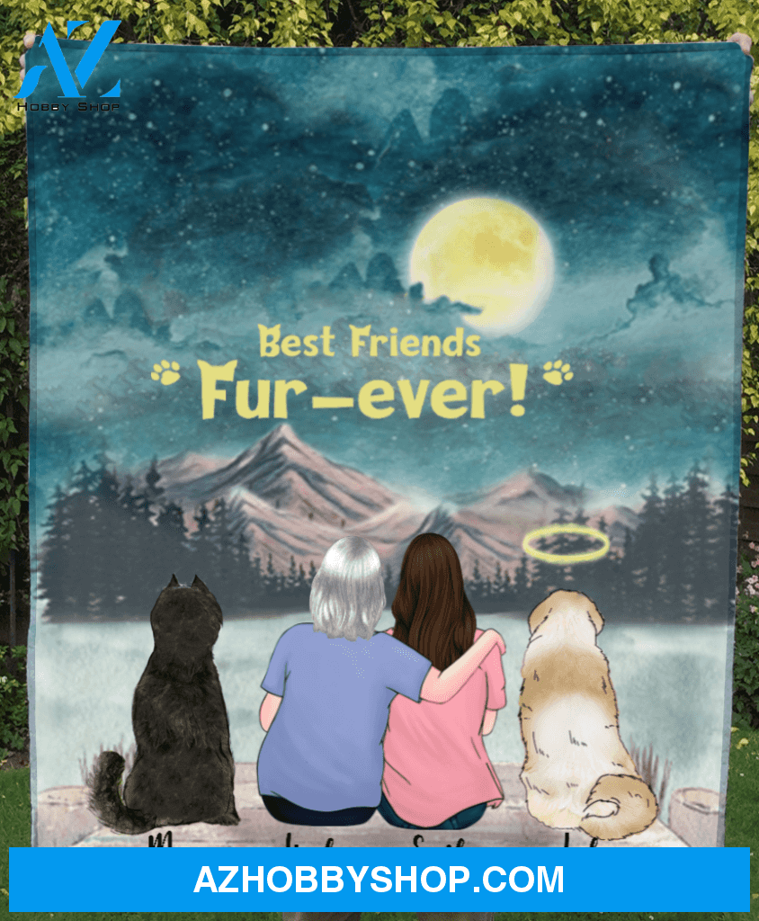 Personalized Mother's Day Gift from daughter to mom - Mom With Daughter & 2 Dogs Fleece Blanket - Best Friends Fur-ever - Best mother’s day gift ideas