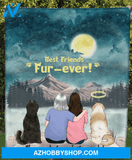 Personalized Mother's Day Gift from daughter to mom - Mom With Daughter & 2 Dogs Fleece Blanket - Best Friends Fur-ever - Best mother’s day gift ideas