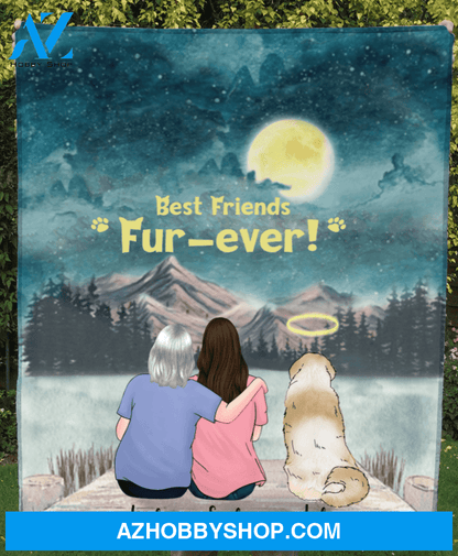 Personalized Mother's Day Gift From Daughter To Mom - Mom With 1 Daughter & 1 Dog Fleece Blanket - Best Mother's Day Gift Idea - Best Friends Fur-ever