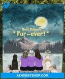 Personalized Mother's Day Gift From Daughter To Mom - Mom With 2 Daughters & 2 Dogs Fleece Blanket - Best Mother's Day Gift Idea - Best Friends Fur-ever