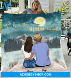 Personalized Mother's Day Gift From Daughter to Mom - Mom & 1 Daughter Fleece Blanket - Best mother’s day gift ideas - I love you to the moon and back