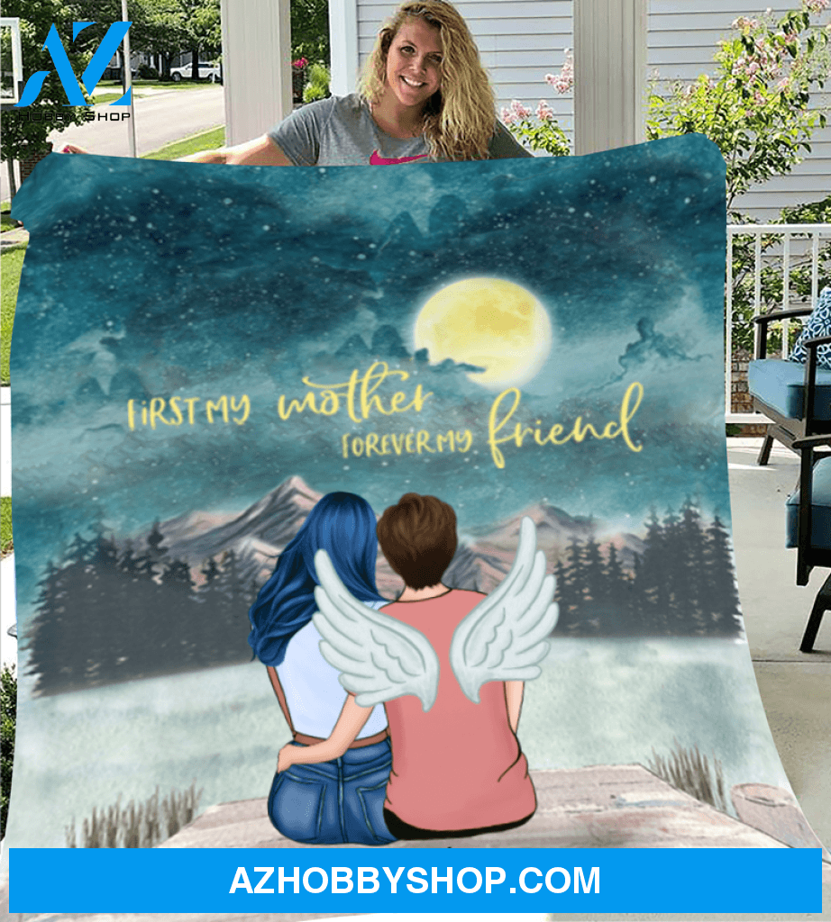 Personalized Mother's day gift from daughter to mom - Mom & daughter personalized fleece blanket - First my mother, forever my friend