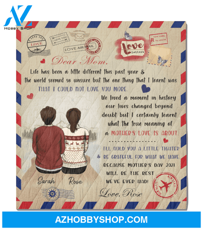 Personalized Mother's Day Gift From Daughter To Mom - Mom and 1 Daughter Handwritten Letter Blanket - Meaningful messages for Mother’s day - 9AGFF3