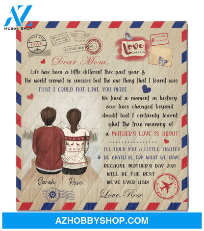 Personalized Mother's Day Gift From Daughter To Mom - Mom and 1 Daughter Handwritten Letter Blanket - Meaningful messages for Mother’s day - 9AGFF3