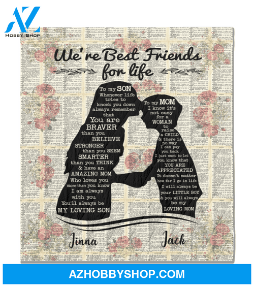 Personalized Mother’s Day Gift From Son To Mom - Mom and Son Vintage Blanket - We're Best Friend For Life - Best mother’s day gift ideas