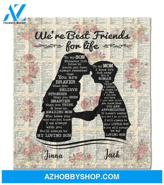 Personalized Mother’s Day Gift From Son To Mom - Mom and Son Vintage Blanket - We're Best Friend For Life - Best mother’s day gift ideas