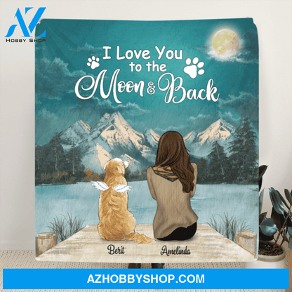 Personalized Mother's Day gift idea for dog mom, cat mom - Mom and 1 Pet Quilt Blanket - Best Gift For Cat Dog Mom - I Love You To The Moon And Back