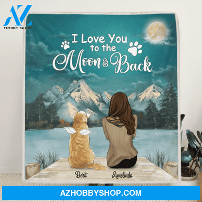 Personalized Mother's Day gift idea for dog mom, cat mom - Mom and 1 Pet Fleece Blanket - Best Gift For Cat Dog Mom - I Love You To The Moon And Back