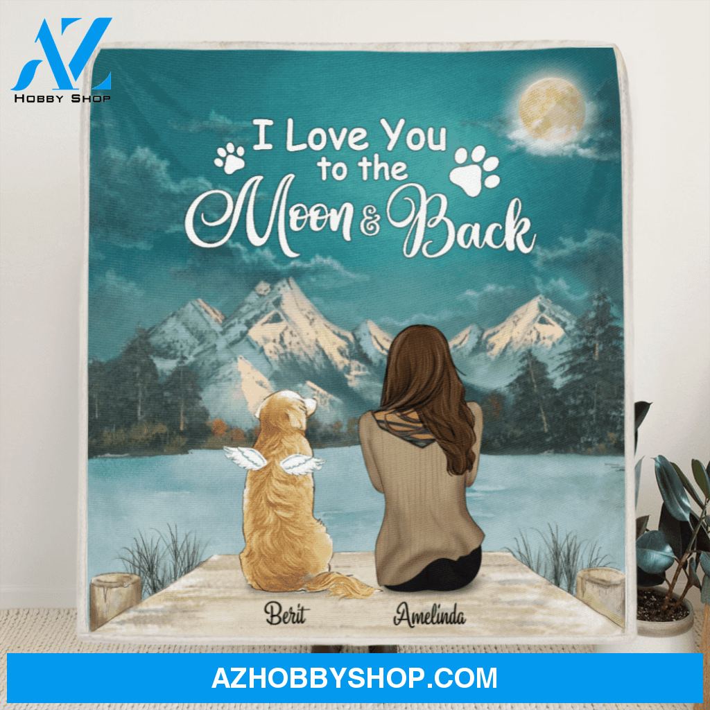 Personalized Mother's Day gift idea for dog mom, cat mom - Mom and 1 Pet Fleece Blanket - Best Gift For Cat Dog Mom - I Love You To The Moon And Back