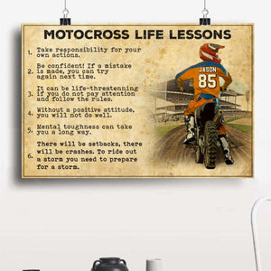 Personalized Motocross Poster, Canvas with custom Name, Number & Appearance, Mx Life Lessons, Vintage Style, Dirt Bike Gifts NTB0224B03DP