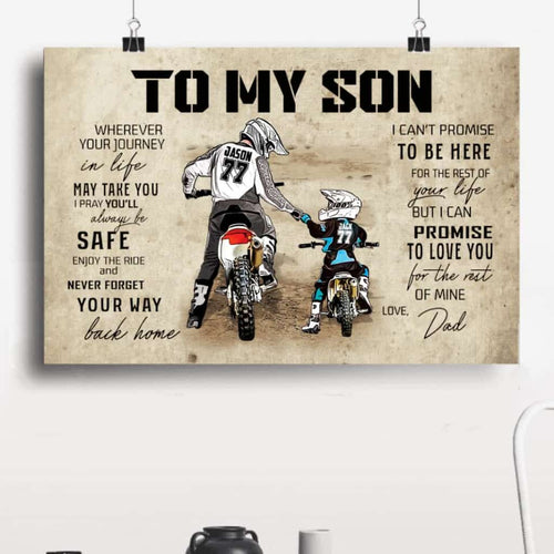 Personalized Motocross Poster, Canvas with custom Name, Number & Appearance, Vintage Style, Dirt Bike Dad And Son, Dad And Daughter Gifts - NTB0125B01DP