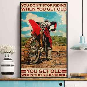 Personalized Motocross Poster Canvas With Custom Name & Number Vintage Style Dirt Bike Gifts 18X12