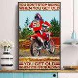 Personalized Motocross Poster Canvas With Custom Name & Number Vintage Style Dirt Bike Gifts 18X12