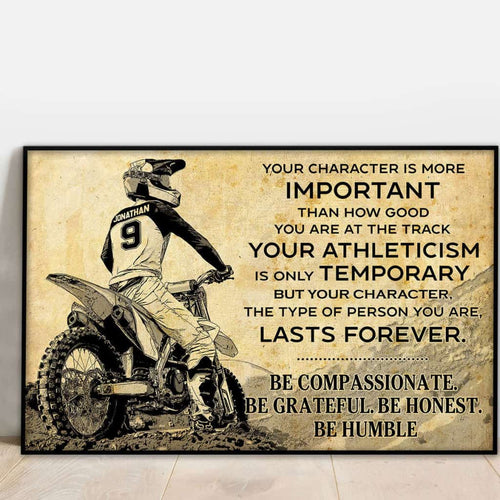 Personalized Motocross Poster, Canvas with custom Name & Number, Vintage Style, Dirt Bike Gifts NTB0129B03DP