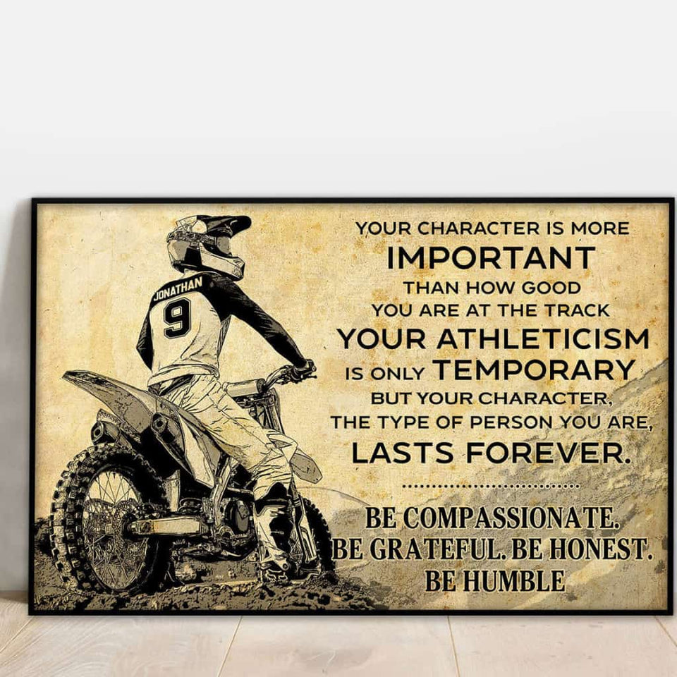 Personalized Motocross Poster, Canvas with custom Name & Number, Vintage Style, Dirt Bike Gifts NTB0129B03DP
