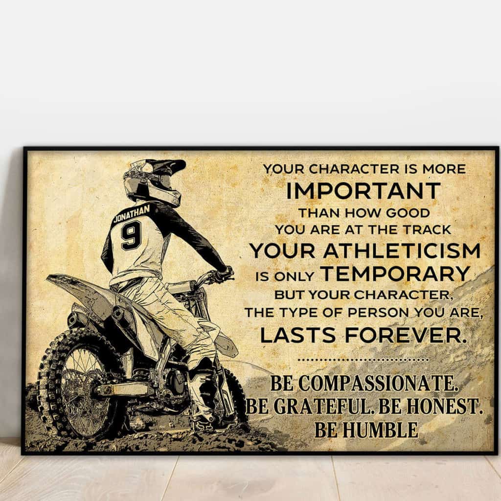 Personalized Motocross Poster, Canvas with custom Name & Number, Vintage Style, Dirt Bike Gifts NTB0129B03DP