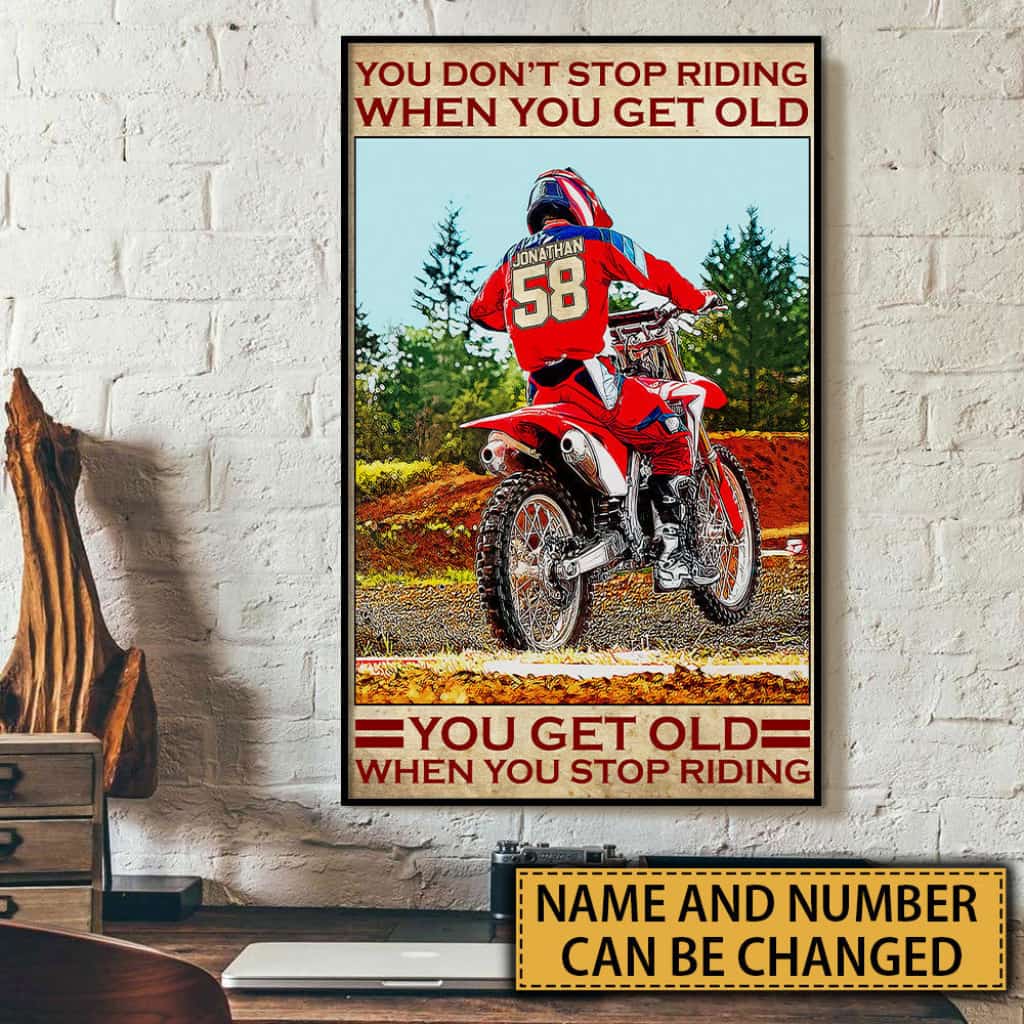 Personalized Motocross Poster, Canvas with custom Name & Number, Vintage Style, Dirt Bike Gifts NTB0129B02DP