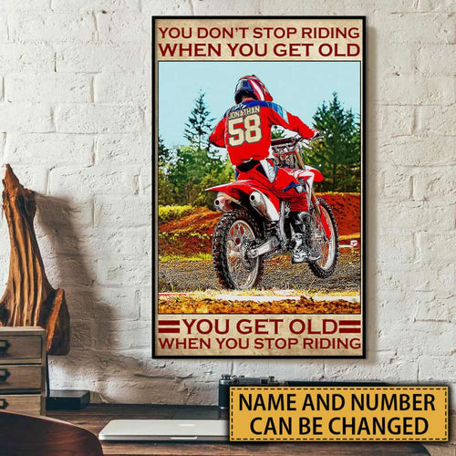 Personalized Motocross Poster, Canvas with custom Name & Number, Vintage Style, Dirt Bike Gifts NTB0129B02DP
