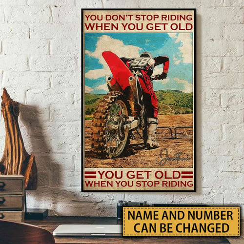 Personalized Motocross Poster, Canvas with custom Name & Number, Vintage Style, Dirt Bike Gifts NTB0129B01DP