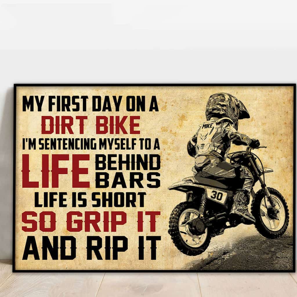 Personalized Motocross Poster, Canvas with custom Name & Number, Vintage Style, Dirt Bike Gifts For Kids NTB0224B02DP