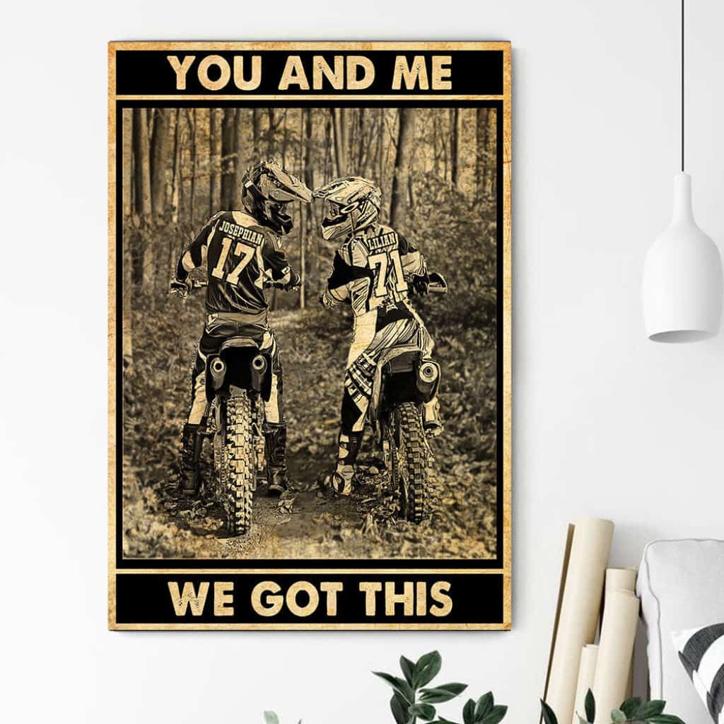 Personalized Motocross Poster, Canvas with custom Name & Number, You And Me We Got This, Dirt Bike Couple - NTB0110B04DP